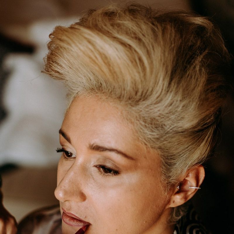 Bridal beauty with 3D flower wedding dress