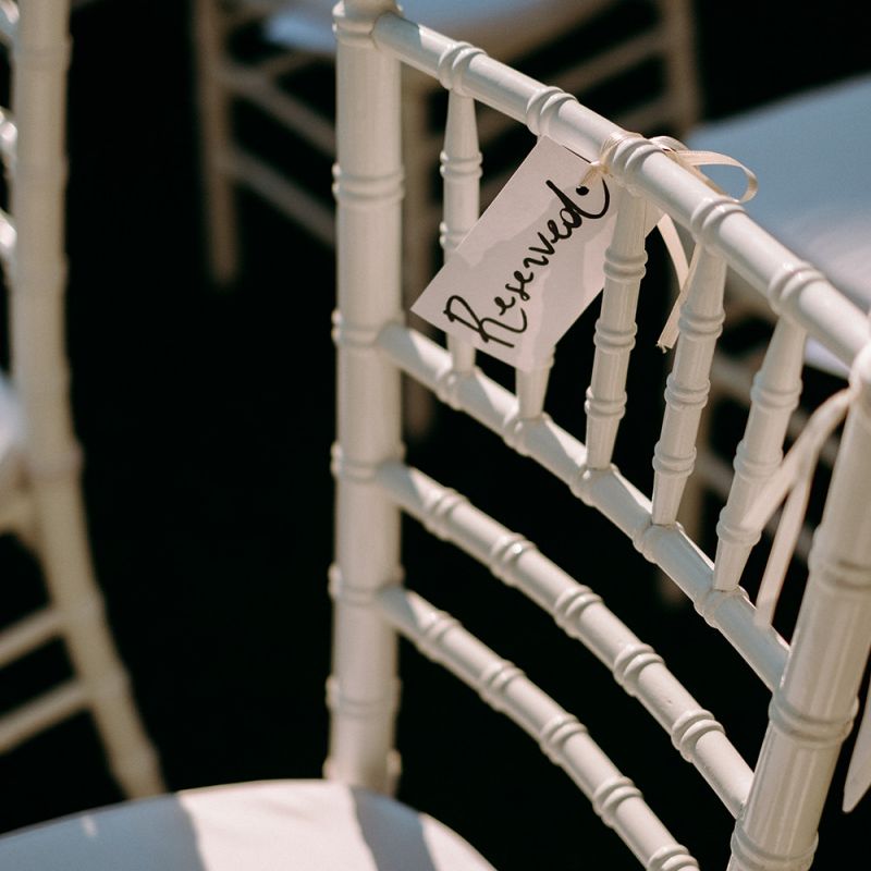 Wedding chair reserved sign