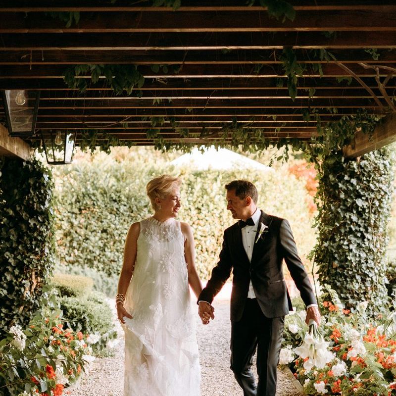 Italian wedding in Florence with 3D flower wedding dress