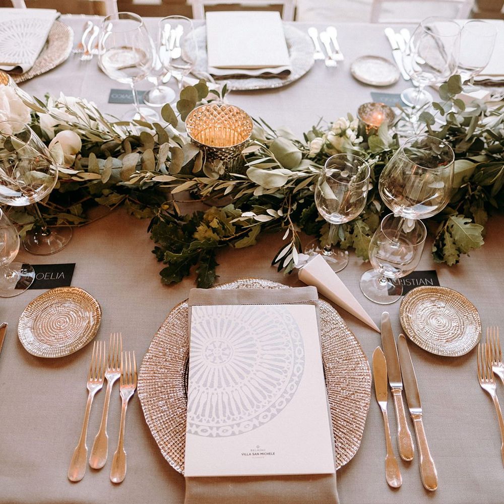 Wedding place setting for outdoor wedding breakfast