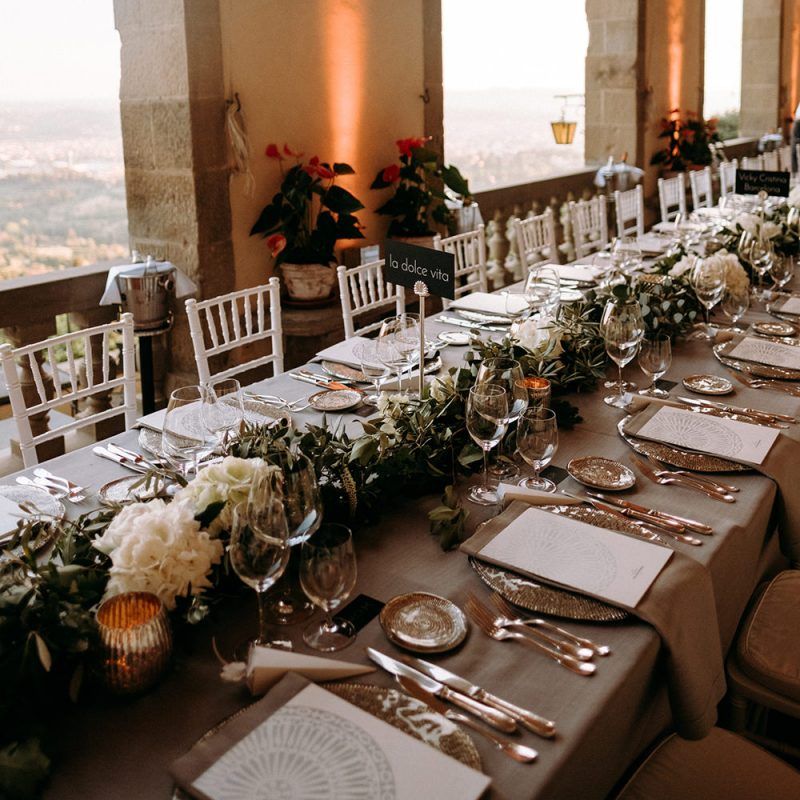Elegant wedding table decor at Italian reception