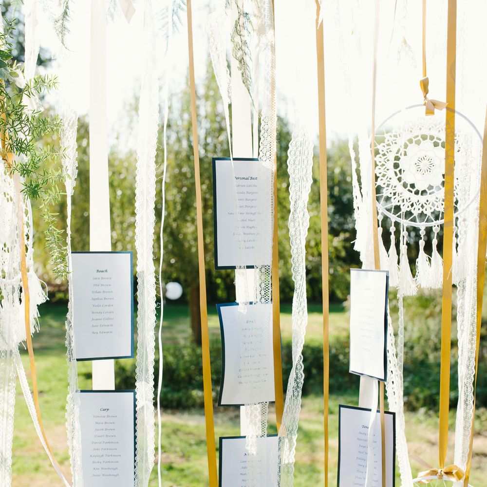 Boho Table Plan For Wedding With Dream Catchers // Tipi Wedding At Weald Country Park Essex With Bride In Maggie Sottero Planned By Louise Perry With Images From Jasmine Jade Photography