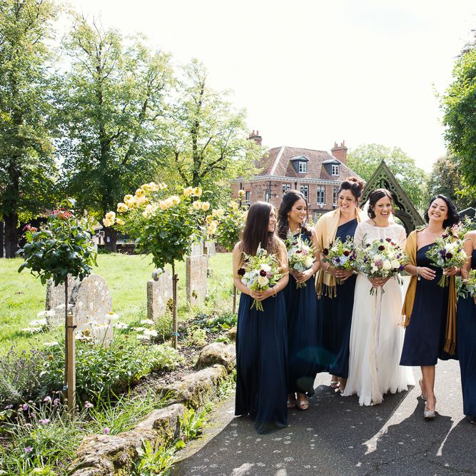 Bridesmaids In Navy Dresses // Tipi Wedding At Weald Country Park Essex With Bride In Maggie Sottero Planned By Louise Perry With Images From Jasmine Jade Photography