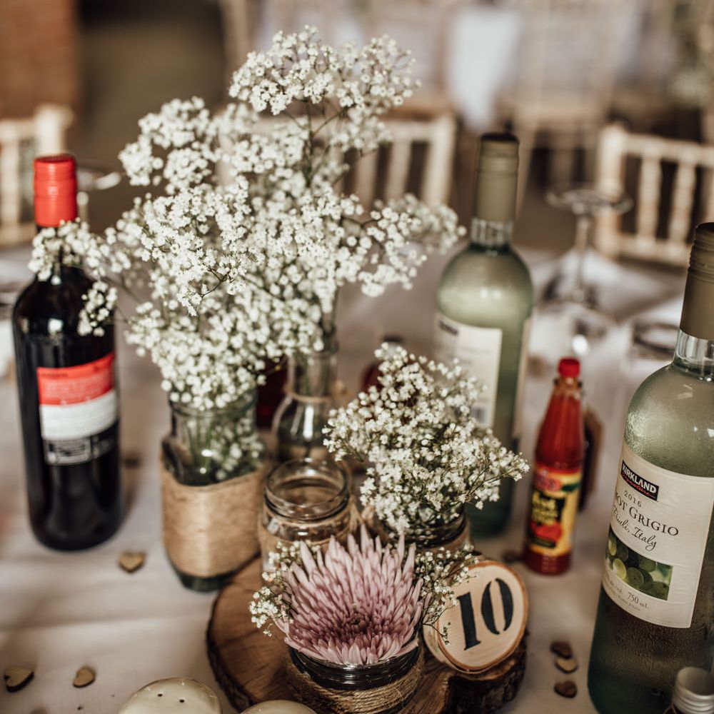 Gyp Wedding Flowers For Table // Caribbean Influenced Wedding Kingsthorpe Lodge Barn With Steel Band And Bride In Maggie Sottero Images From Ania Ames Photography