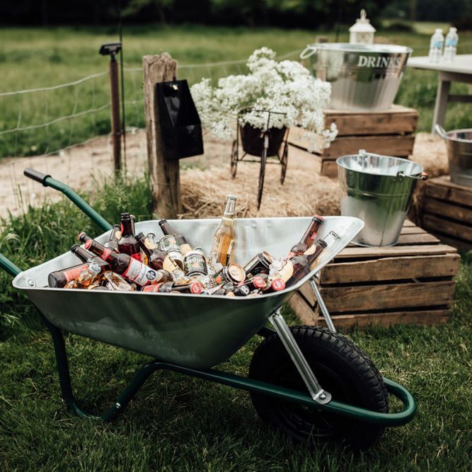 Beer Barrow For Wedding // Caribbean Influenced Wedding Kingsthorpe Lodge Barn With Steel Band And Bride In Maggie Sottero Images From Ania Ames Photography