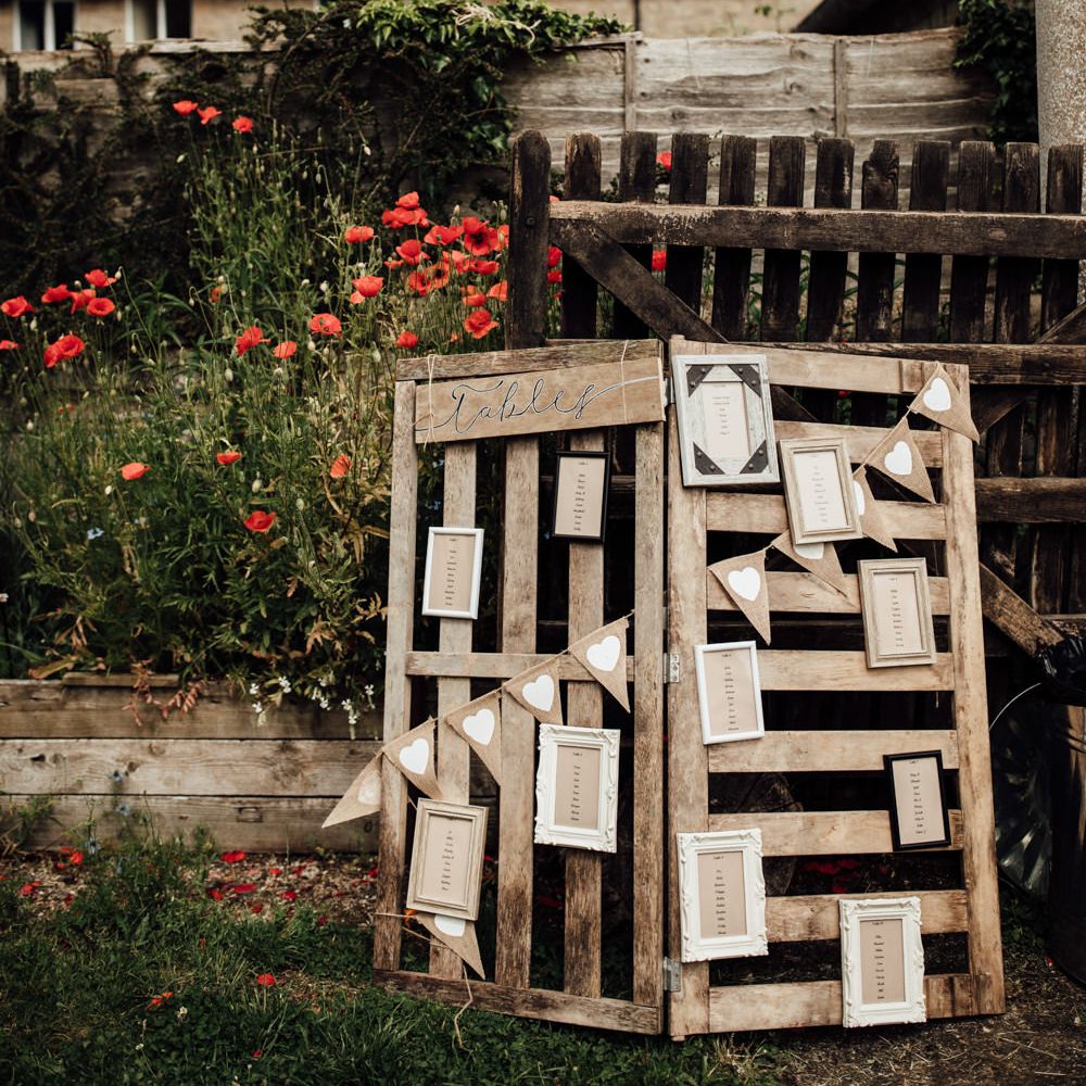 Wooden Palette Table Plan // Caribbean Influenced Wedding Kingsthorpe Lodge Barn With Steel Band And Bride In Maggie Sottero Images From Ania Ames Photography