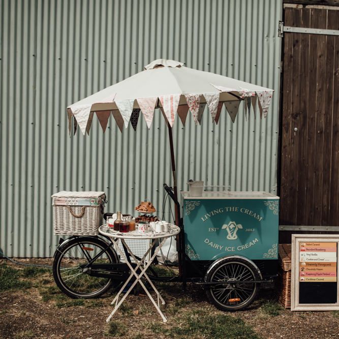 Ice Cream Cart For Wedding // Caribbean Influenced Wedding Kingsthorpe Lodge Barn With Steel Band And Bride In Maggie Sottero Images From Ania Ames Photography