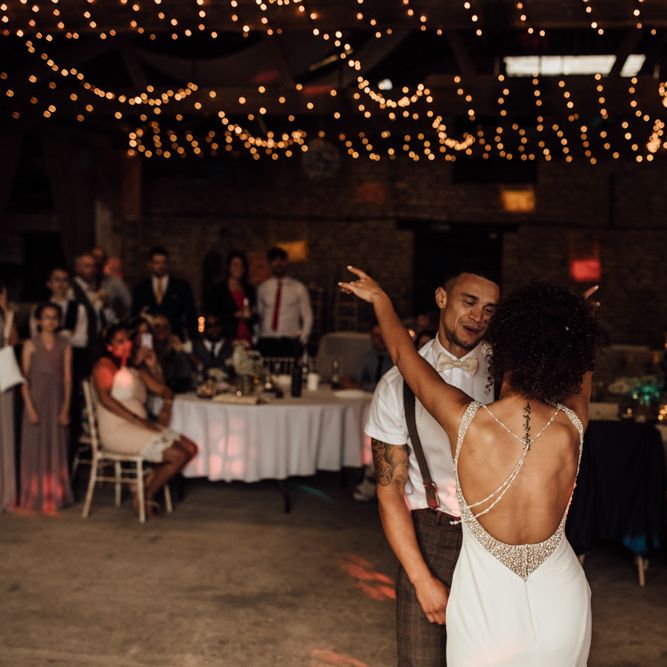 First Dance // Caribbean Influenced Wedding Kingsthorpe Lodge Barn With Steel Band And Bride In Maggie Sottero Images From Ania Ames Photography