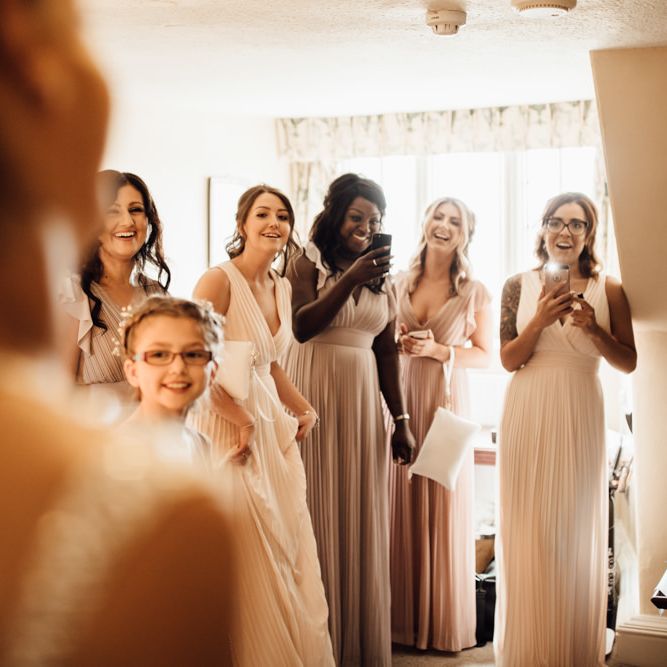 Bridesmaids In Dusky Pink Dresses // Caribbean Influenced Wedding Kingsthorpe Lodge Barn With Steel Band And Bride In Maggie Sottero Images From Ania Ames Photography