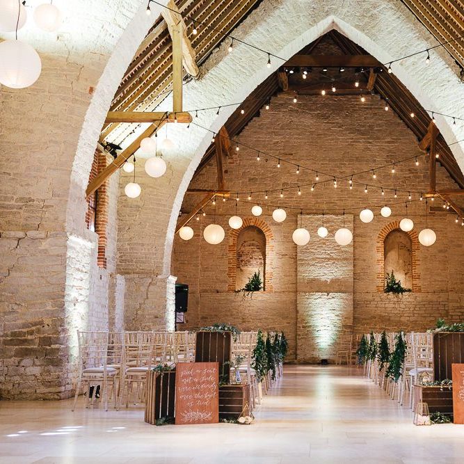 Watters Wtoo Bridal Dress & DIY Decor at Rustic Tithe Barn Wedding
