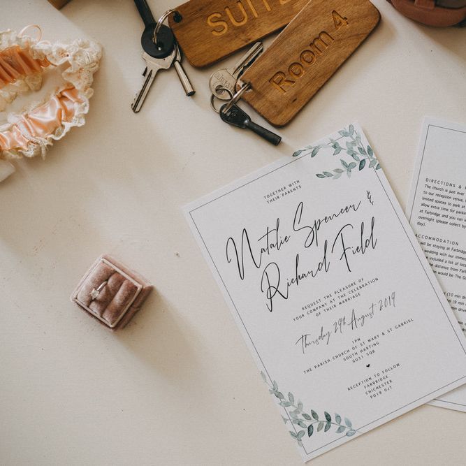 Foliage wedding stationery at Farbridge wedding venue