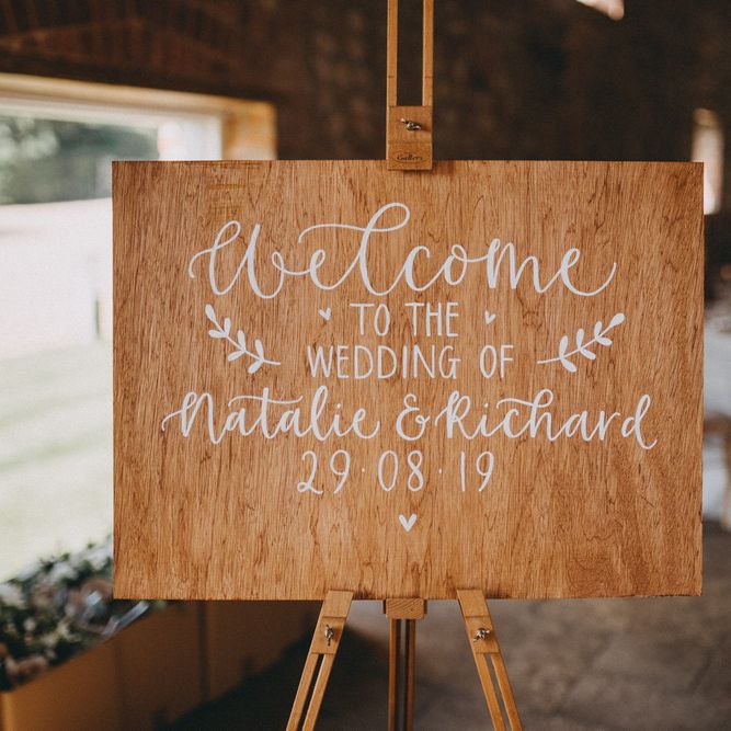 Wooden wedding sign for Farbridge wedding venue