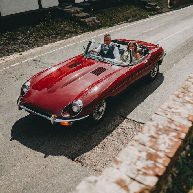 Vintage Jaguar wedding car