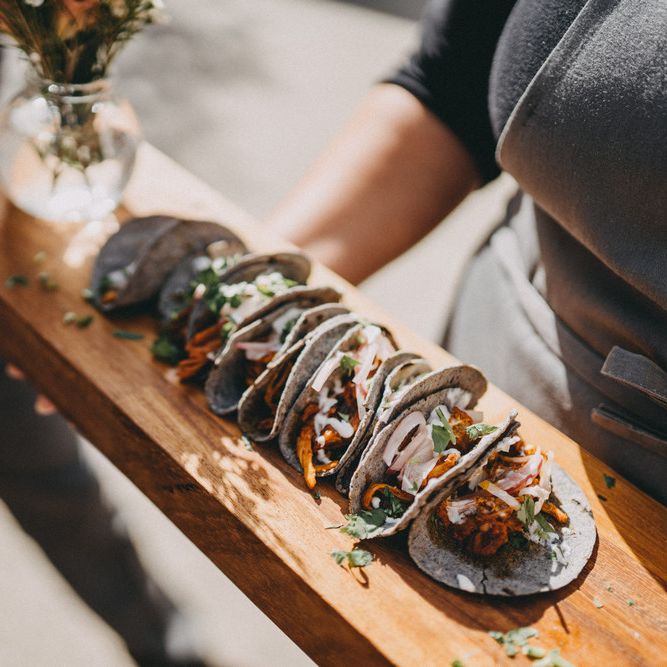 Canapés for guests at Farbridge wedding venue