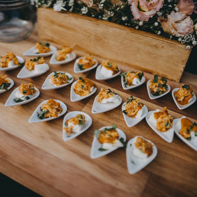 Canapés for guests at Farbridge wedding venue