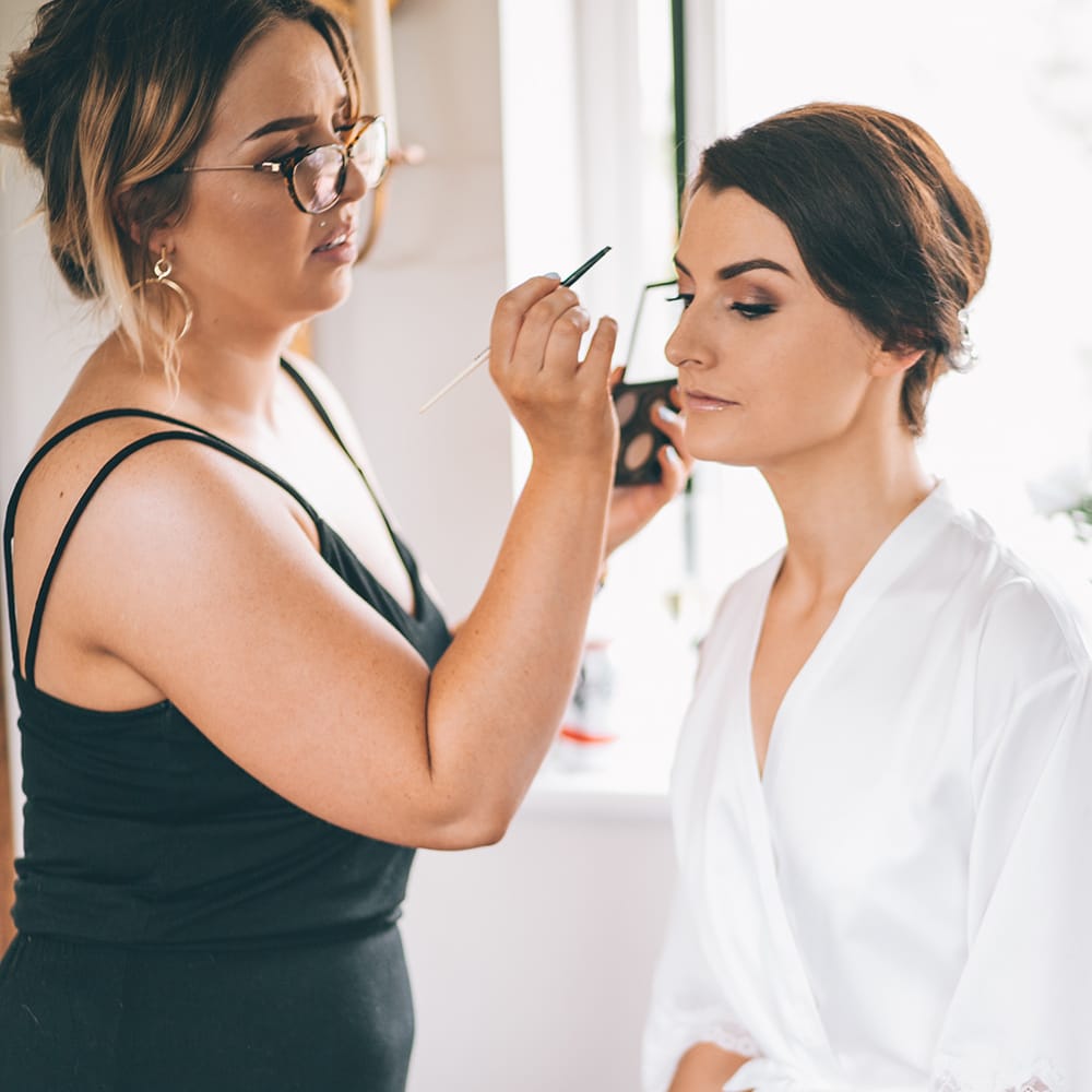 Wedding Morning Preparations | Bridal Make Up | Meg Lindow Make Up Artist | Halterneck Maggie Sottero Dress and Garden Games at Gate Street Barn | Story + Colour Photography