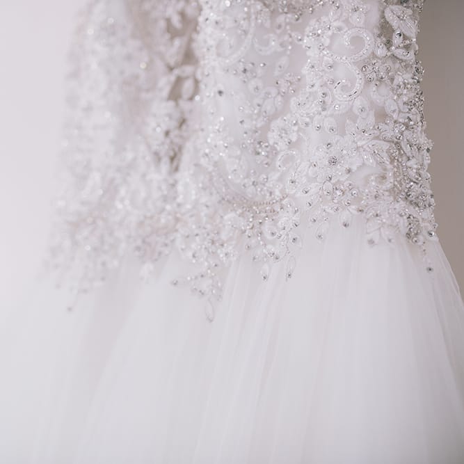 Beaded Halterneck Bridal Gown with Tulle Skirt and Spaghetti Straps by Maggie Sottero | Halterneck Maggie Sottero Dress and Garden Games at Gate Street Barn | Story + Colour Photography