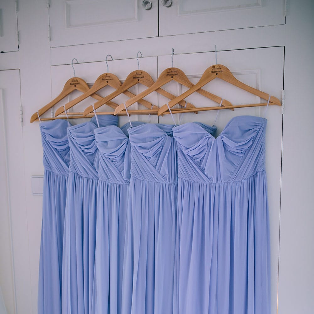 Pastel Blue Bridesmaids Dresses from ASOS | Halterneck Maggie Sottero Dress and Garden Games at Gate Street Barn | Story + Colour Photography