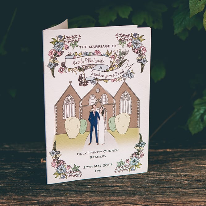 Order of Service | Wedding Ceremony | Halterneck Maggie Sottero Dress and Garden Games at Gate Street Barn | Story + Colour Photography