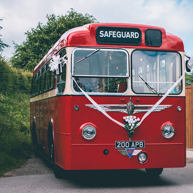 Retro Wedding Bus | Halterneck Maggie Sottero Dress and Garden Games at Gate Street Barn | Story + Colour Photography