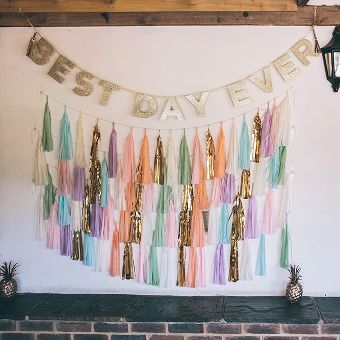 Wedding Reception | Homemade Photo Booth | Halterneck Maggie Sottero Dress and Garden Games at Gate Street Barn | Story + Colour Photography