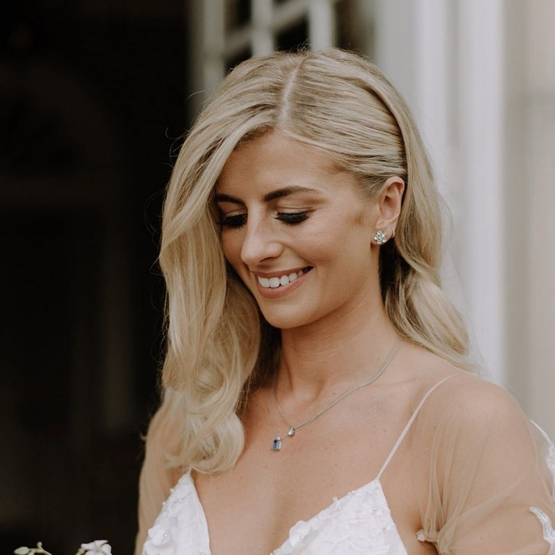 Beautiful Bridal Hair Do with Side Pinned Back