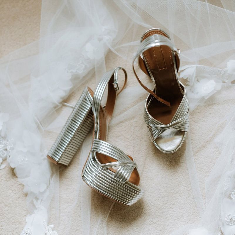Aquazzura Bride Shoes in Silver with Platform