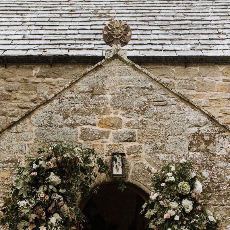 Church Entrance Surrounded with Floral Decor