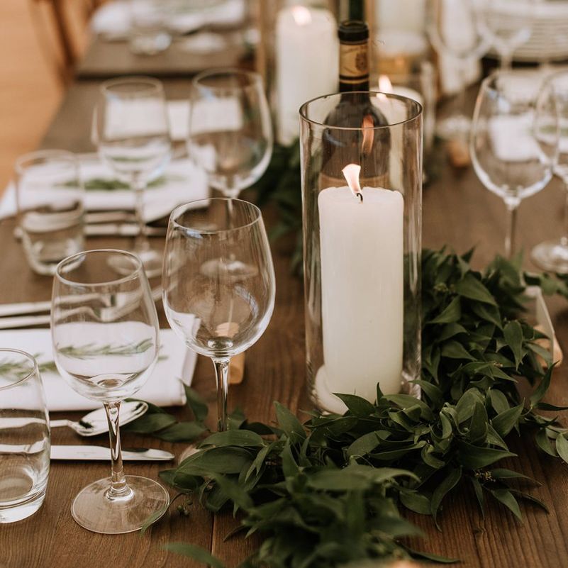 Candle and Foliage Table Decor