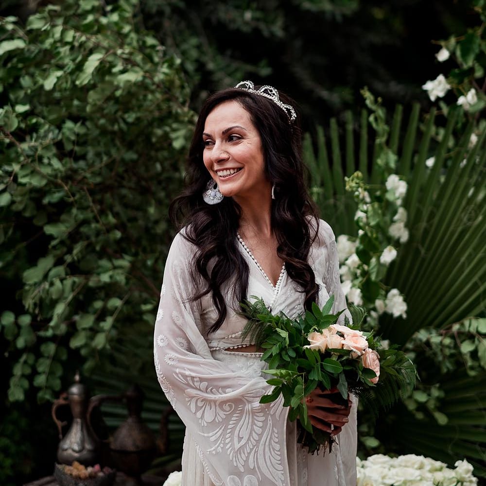 Bride in Rue de Seine Bridal Gown | Paradise Destination Wedding at Jnane Tamsna in Marrakech, Morocco | Nordica Photography | Matteo Castelluccia Film