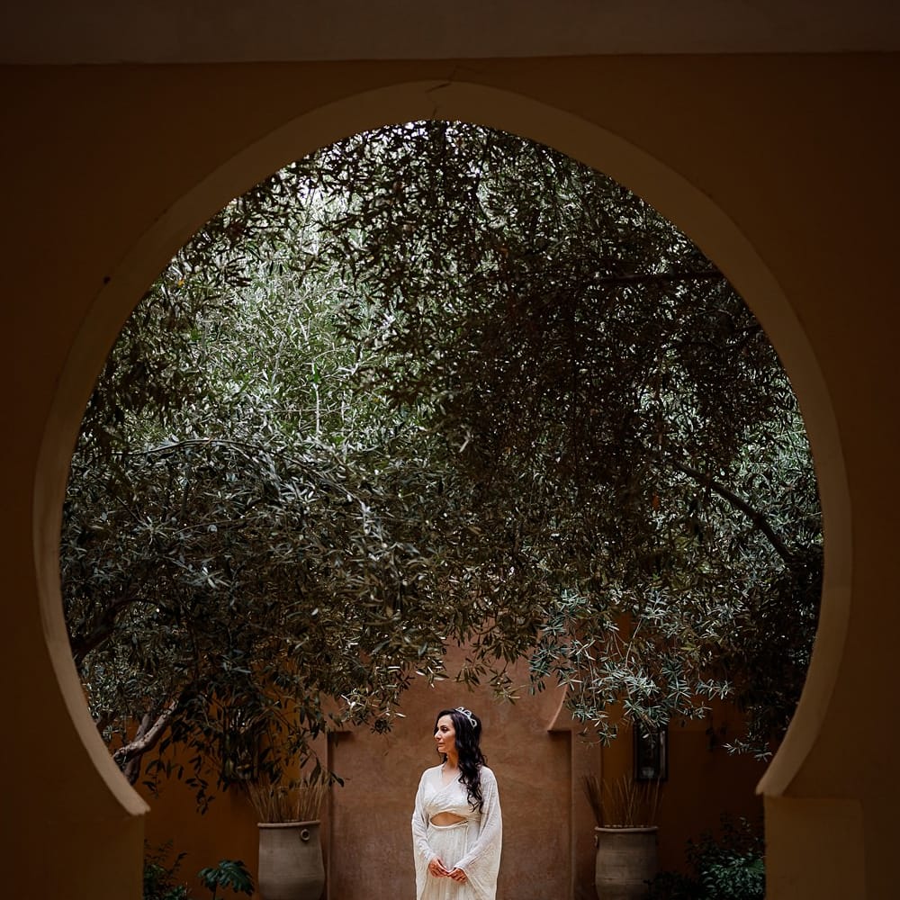 Bride in rue de Seine Bridal Gown | Paradise Destination Wedding at Jnane Tamsna in Marrakech, Morocco | Nordica Photography | Matteo Castelluccia Film