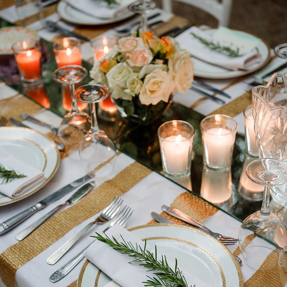 White &amp; Gold Place Setting | Paradise Destination Wedding at Jnane Tamsna in Marrakech, Morocco | Nordica Photography | Matteo Castelluccia Film
