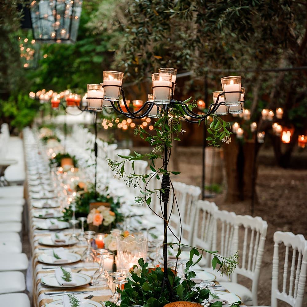 Wedding Table Decor with Candelabra &amp; Votive Decor | Paradise Destination Wedding at Jnane Tamsna in Marrakech, Morocco | Nordica Photography | Matteo Castelluccia Film