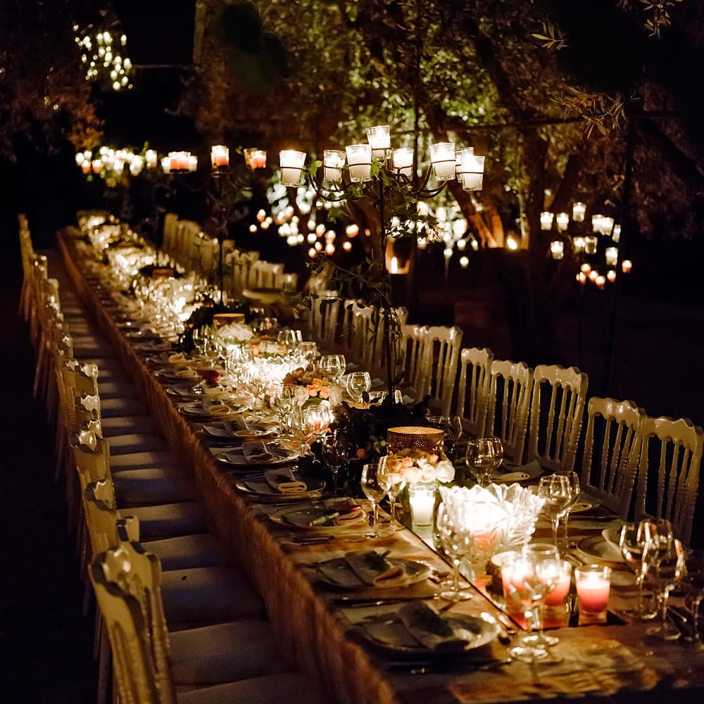 Wedding Table Decor with Candelabra &amp; Votive Decor | Paradise Destination Wedding at Jnane Tamsna in Marrakech, Morocco | Nordica Photography | Matteo Castelluccia Film