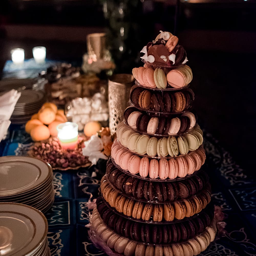 Macaroon Wedding Cake | Paradise Destination Wedding at Jnane Tamsna in Marrakech, Morocco | Nordica Photography | Matteo Castelluccia Film