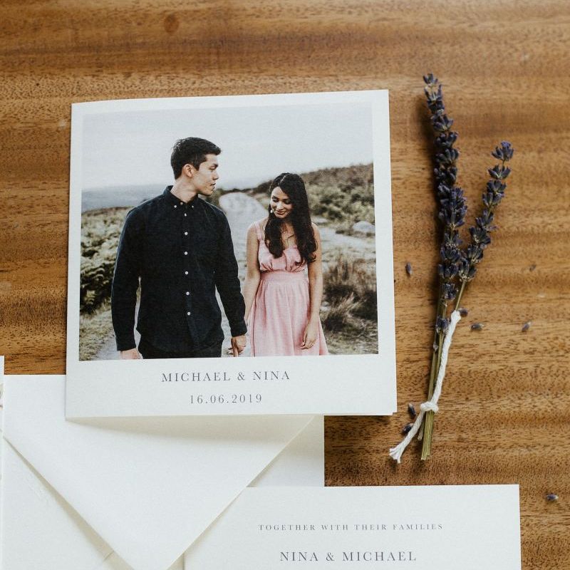 Wedding stationery  with lavender spriggs