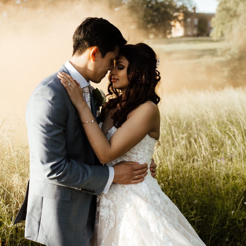 Bride and groom steal a moment during wedding day