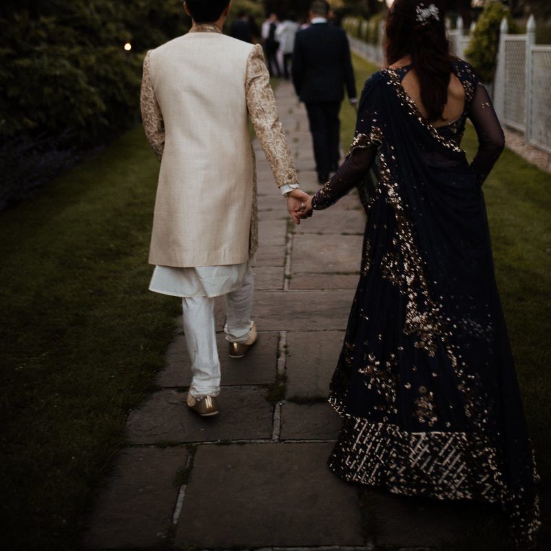 Navy Indian wedding dress for bride and groom