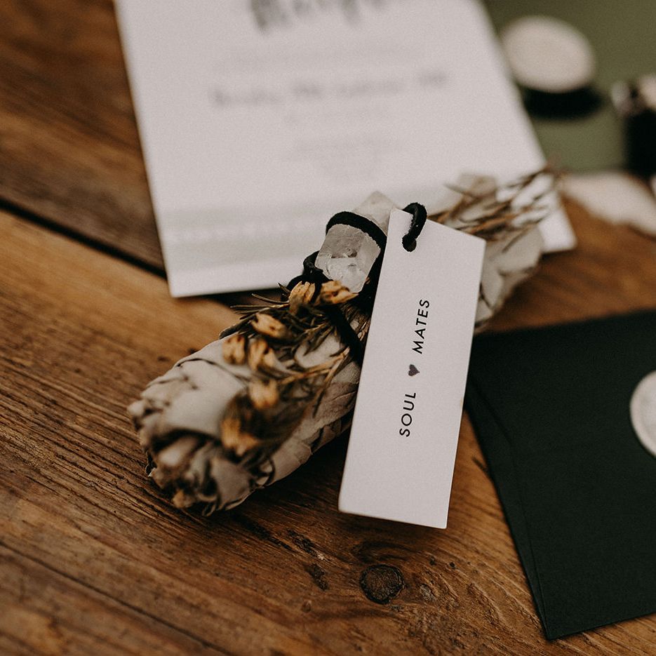 Wedding Stationery Tag | Nude Bohemian Wedding Inspiration by Wonderland Invites &amp; Rock The Day Styling | Kelsie Low Photography