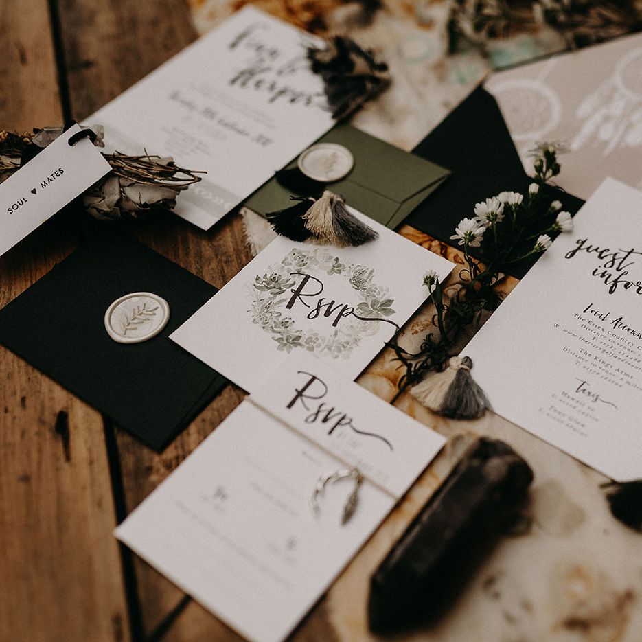 Wonderland Invites Wedding Stationery Suite | Nude Bohemian Wedding Inspiration by Wonderland Invites &amp; Rock The Day Styling | Kelsie Low Photography