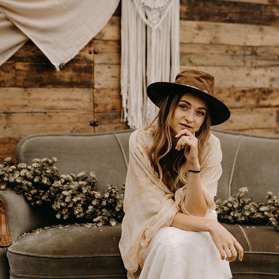 Boho Bride in Lace Rock The Frock Bridal Gown | Nude Bohemian Wedding Inspiration by Wonderland Invites &amp; Rock The Day Styling | Kelsie Low Photography