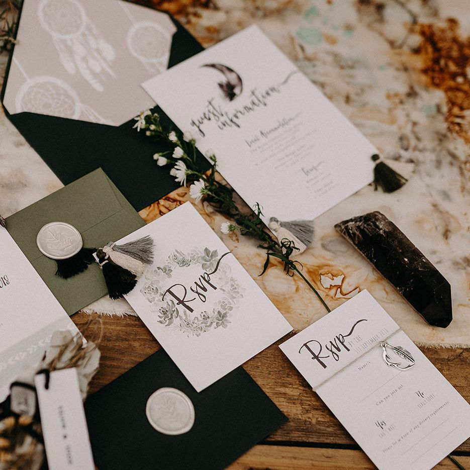 Wonderland Invites Wedding Stationery Suite | Nude Bohemian Wedding Inspiration by Wonderland Invites &amp; Rock The Day Styling | Kelsie Low Photography