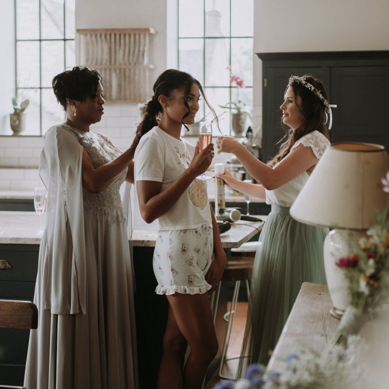 Bride having her hair done