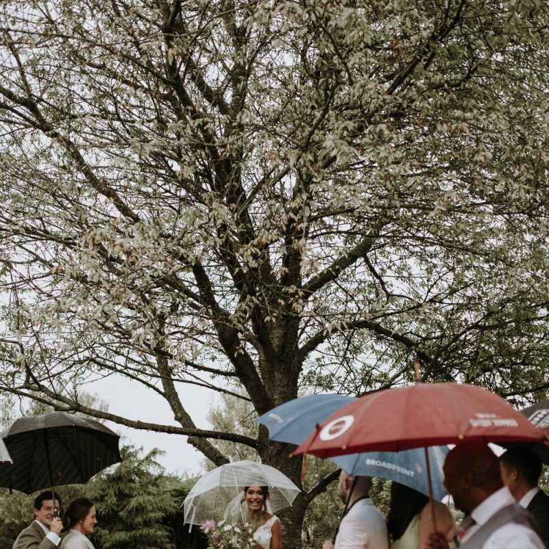 Bridal entrance at home garden wedding ceremony