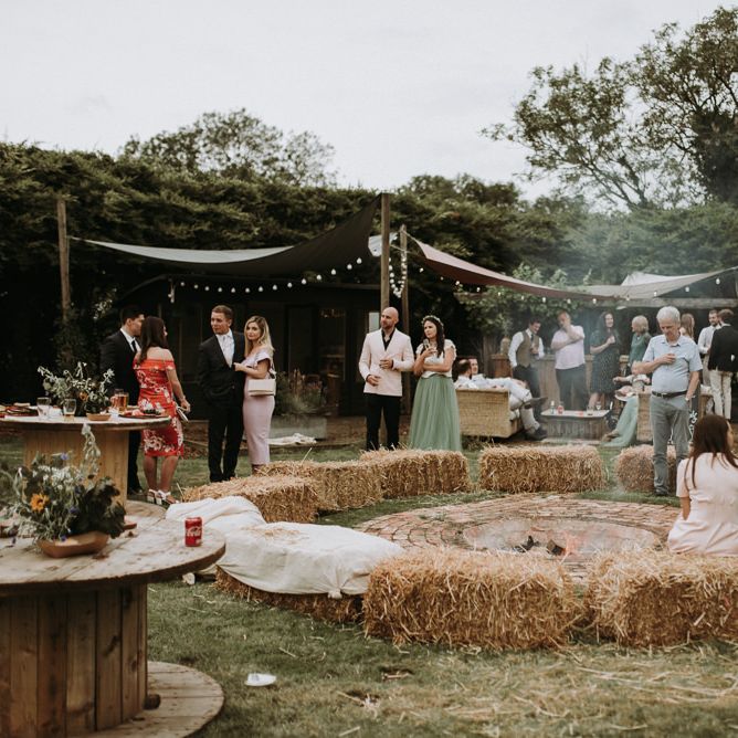 fire pit in garden for wedding celebration