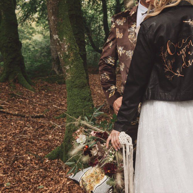 Customised Once upon a Time Leather Jacket Bridal Accessory
