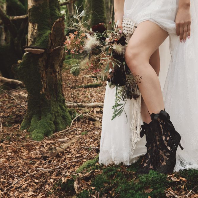 Black Lace Ankle Wedding Boots