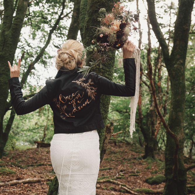 Leather Jacket with Slogan Detail