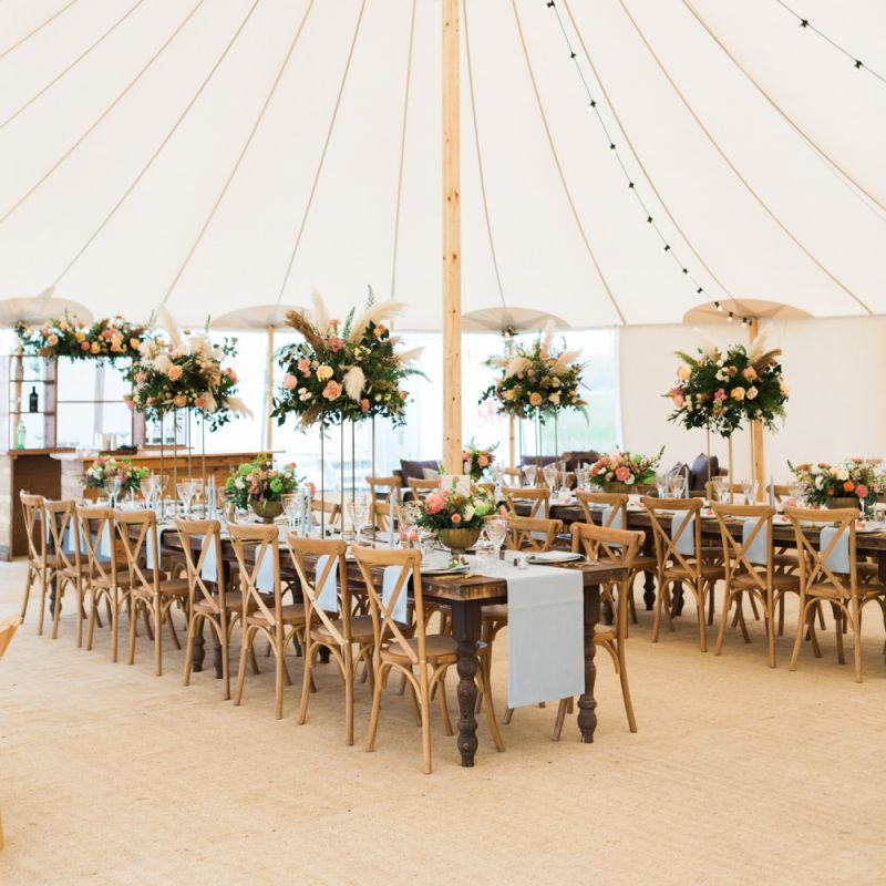 PapaKåta Sperry Tent Wedding Reception with Beautiful Table Decor
