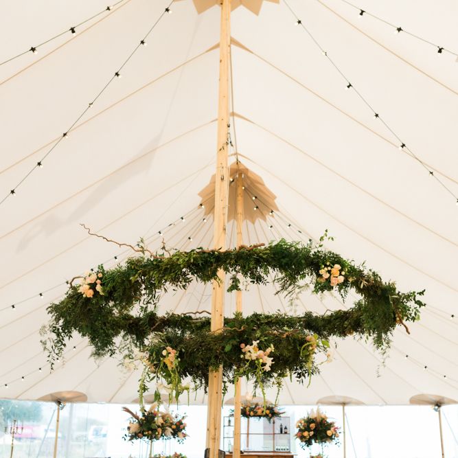PapaKåta Sperry Tent Wedding with Hanging Floral Hoop Wedding Flowers